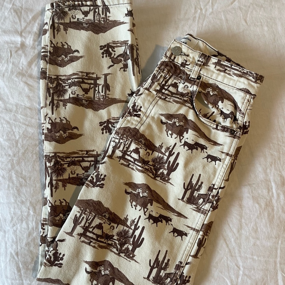 Reformation Sonora High Rise Straight Jeans Cowboy print 26